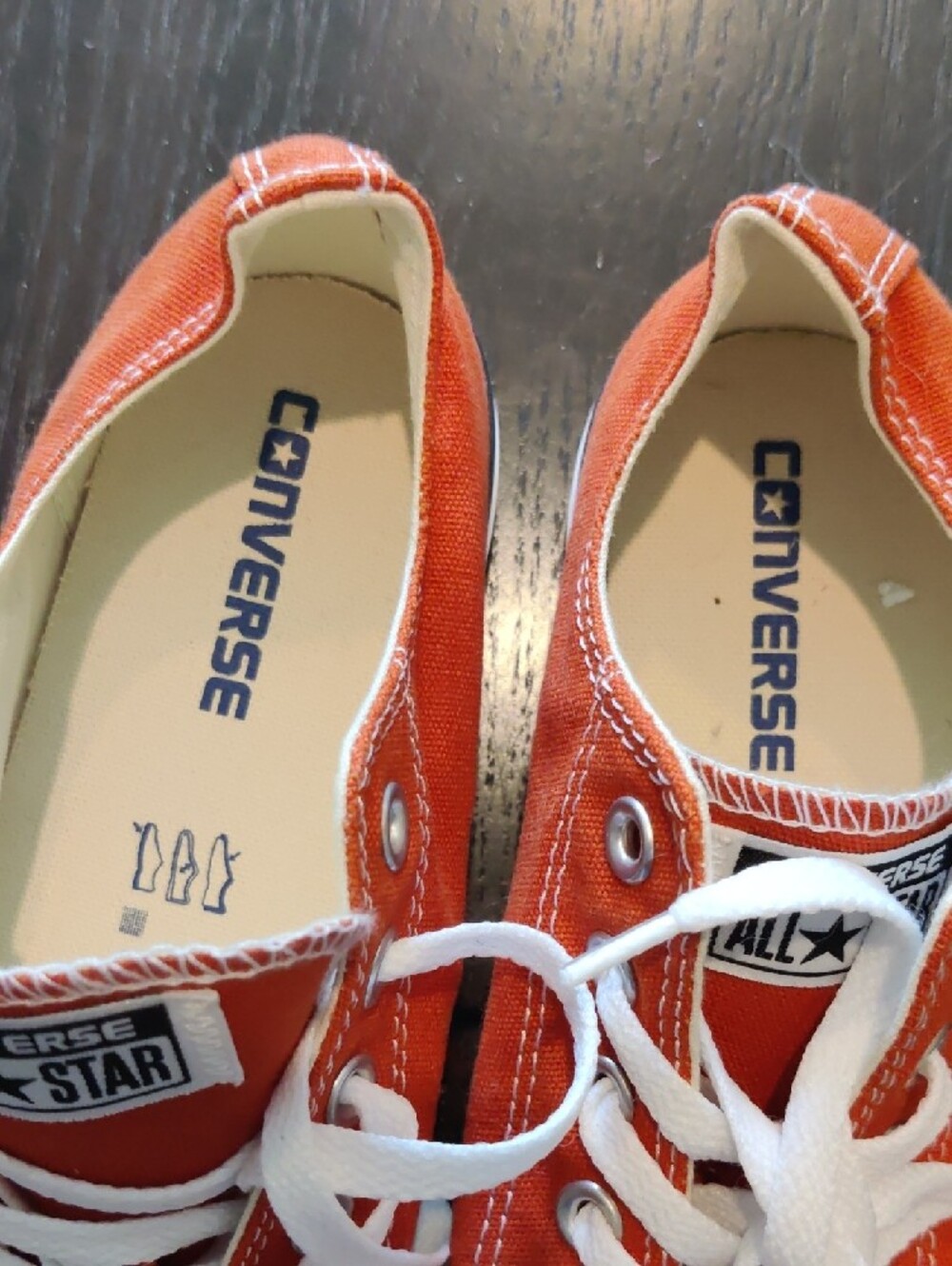 Converse Women's Low Top Sneakers in Bright Orange with White Laces - Picture 2 of 7